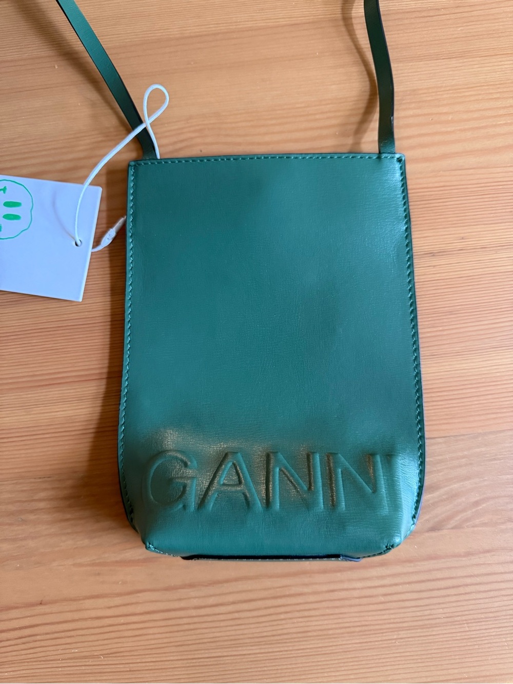 Ganni Forest Green Embossed Leather Crossbody- Ganni Festival bag